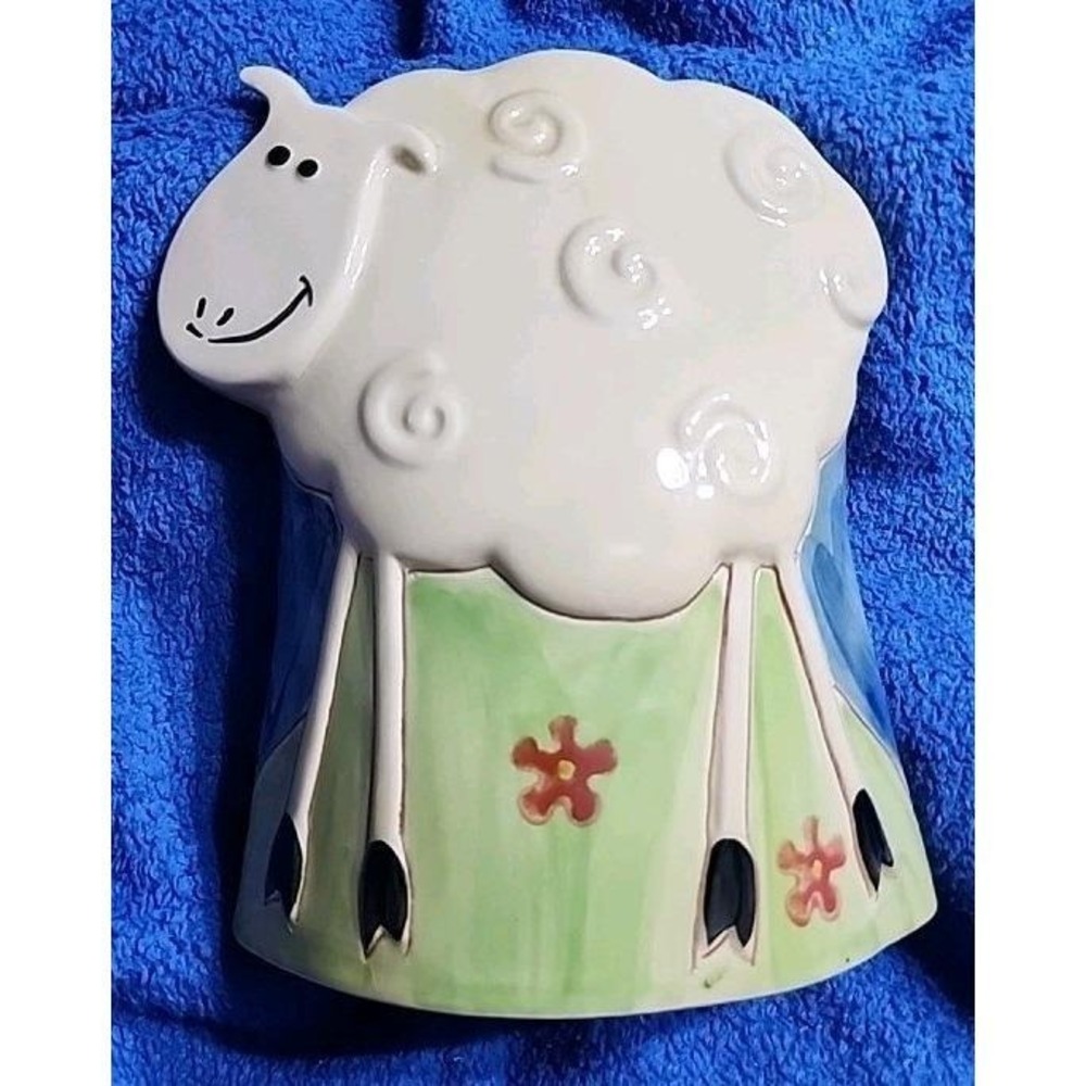 VTG Sheep Pottery Figurine Easter Decor Made in Portugal 8 in. Tall Cottage Core